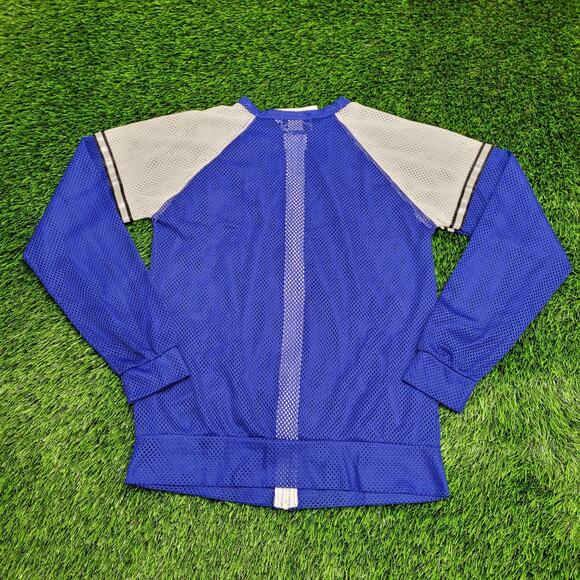 Vintage 90s Mesh Jacket Teens Large 18x25 Blue White - Picture 2 of 12